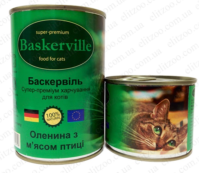 Вологий корм Baskerville для котів з олениною та птицею 200 г