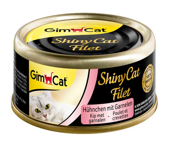 Вологий корм GimCat ShinyCat Filet для котів з курчам та креветками 70г