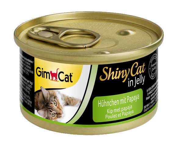 Вологий корм GimCat ShinyCat для котів з куркою та папаєю 70г