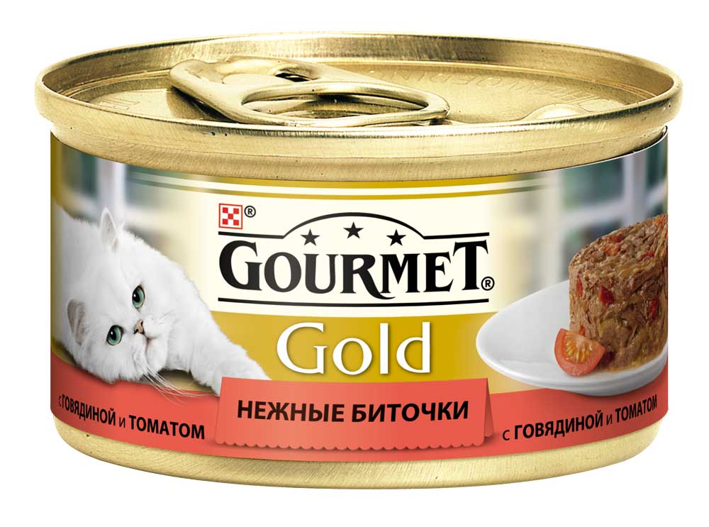 Вологий корм Purina Gourmet Gold для котів з яловичиною та томатами 85г