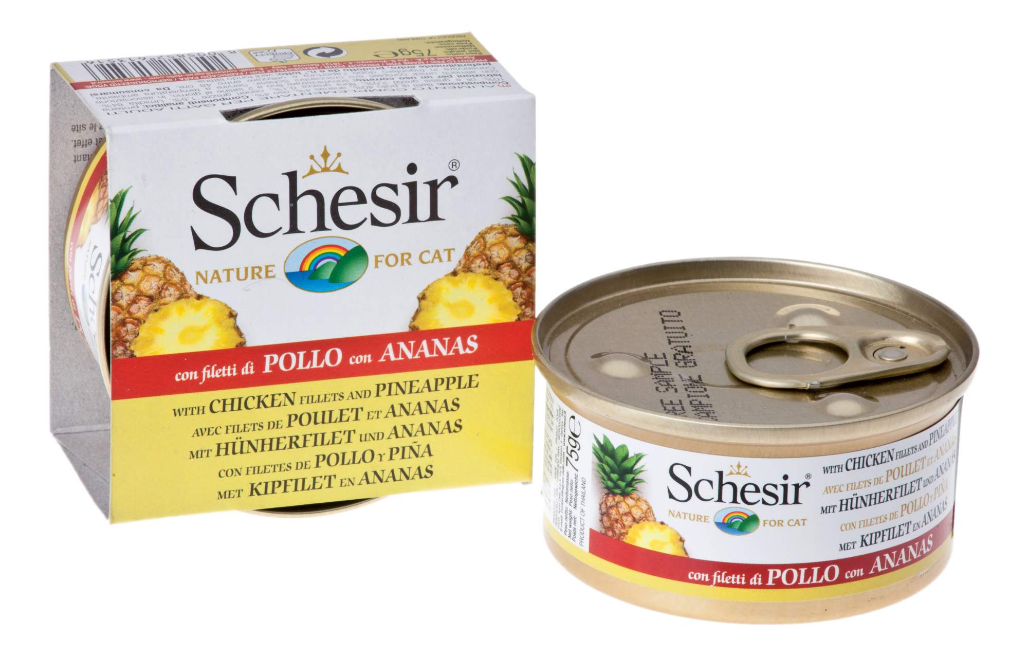 Schesir Chicken Pineapple - консервы Шезир курица с ананасом для кошек, банка (75 г)