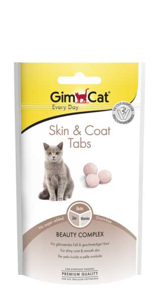 Ласощі GimCet Skin and Coat Tabs для котів таблетки вітамінні для здорової шкіри і красивої шерсті 40г
