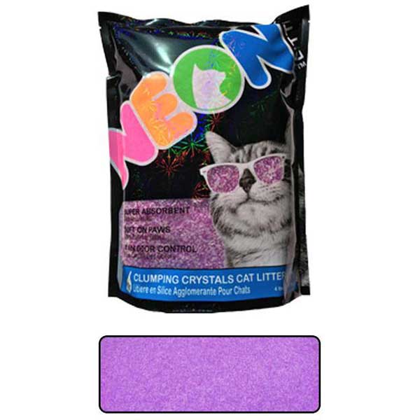 Neon Litter Clump - комкующийся кварцевый наполнитель Неон, фиолетовый 4 л