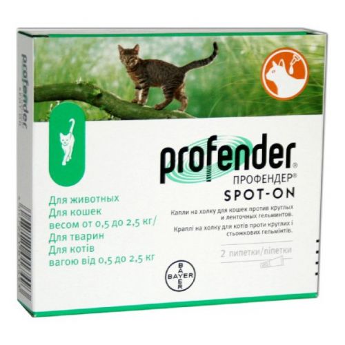 Bayer Profender - антигельминтик Байер Профендер для кошек на вес 0,5-2,5 кг, 1 пипетка