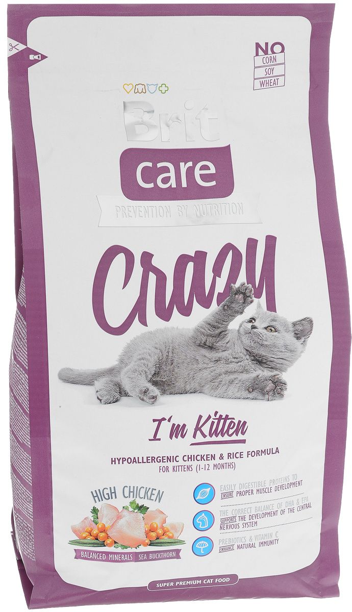 Сухий корм Brit Care Crazy Kitten для кошенят з куркою та рисом 2кг