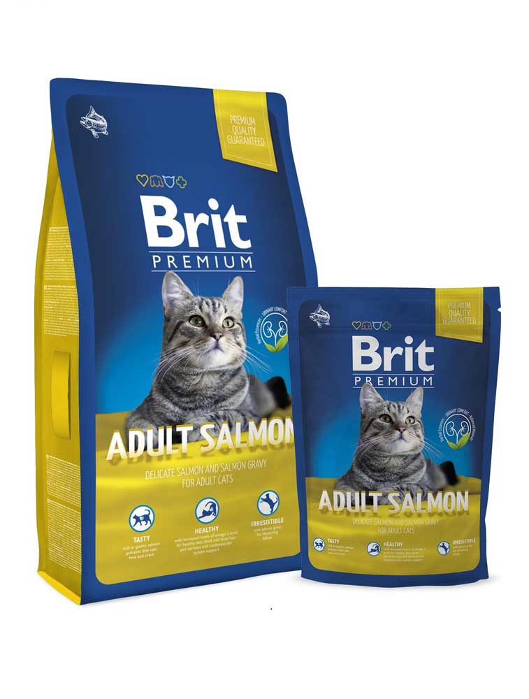 Сухий корм Brit Premium Cat Adult Salmon для котів з лососем 300г