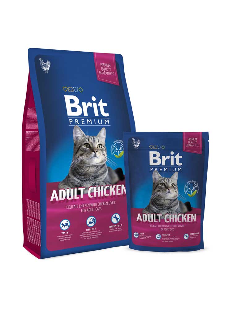 Сухий корм Brit Premium Cat Adult Chicken для котів з куркою 1,5кг
