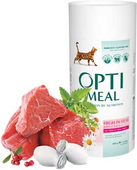Сухой корм OptiMeal High In Veal для кошек с телятиной 200г