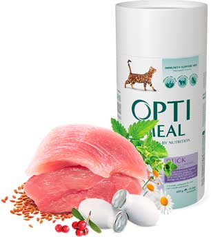 OptiMeal Duck - корм ОптиМил с уткой для взрослых кошек 4 кг