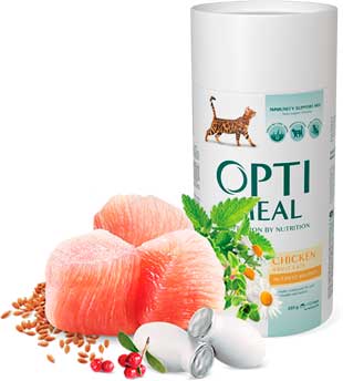 OptiMeal Chicken - корм ОптиМил с курицей для взрослых кошек 10 кг