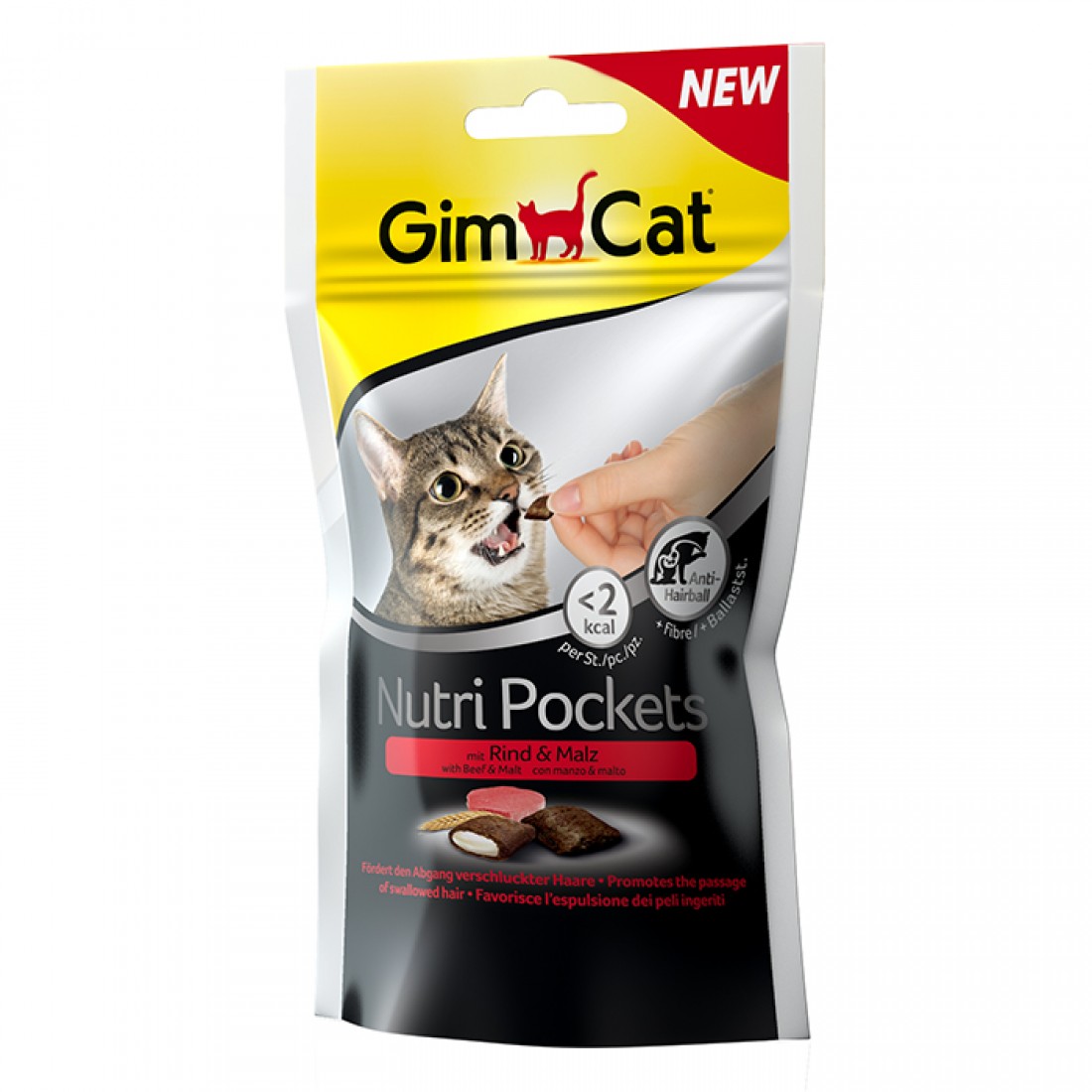 Ласощі GimCat Nutri Pockets для котів з яловичиною та солодом 60г