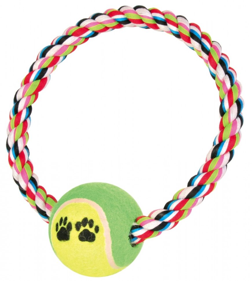 Trixie - игрушка Трикси теннисный мяч на кольце из веревки