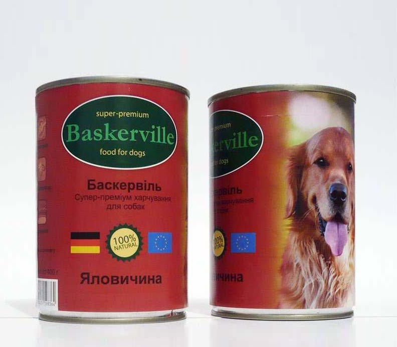 Вологий корм Baskerville для собак з яловичиною 800 г