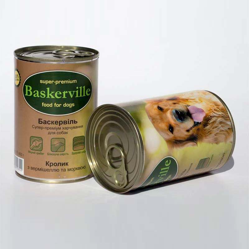 Baskerville - консервы Баскервиль для собак, с кроликом, вермишелью и морковью 800 г