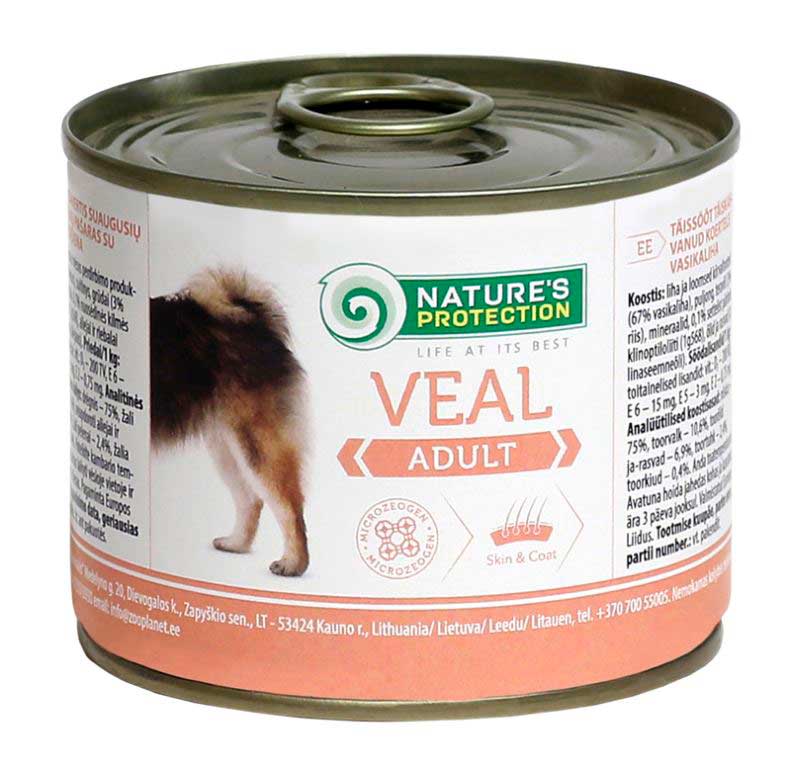 Natures Protection Adult Veal - консервы Нейчерс Протекшн для привередливых собак 200 г