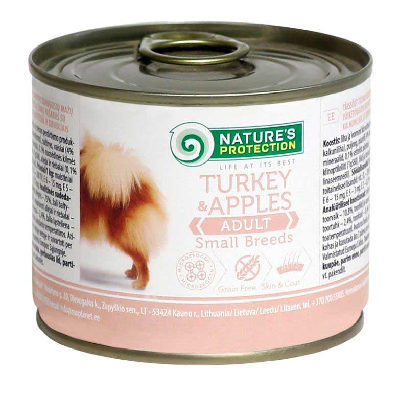 Natures Protection Turkey & Apples Small Breed - консервы Нейчерс Протекшн с индейкой и яблоками для взрослых собак малых пород 200 г