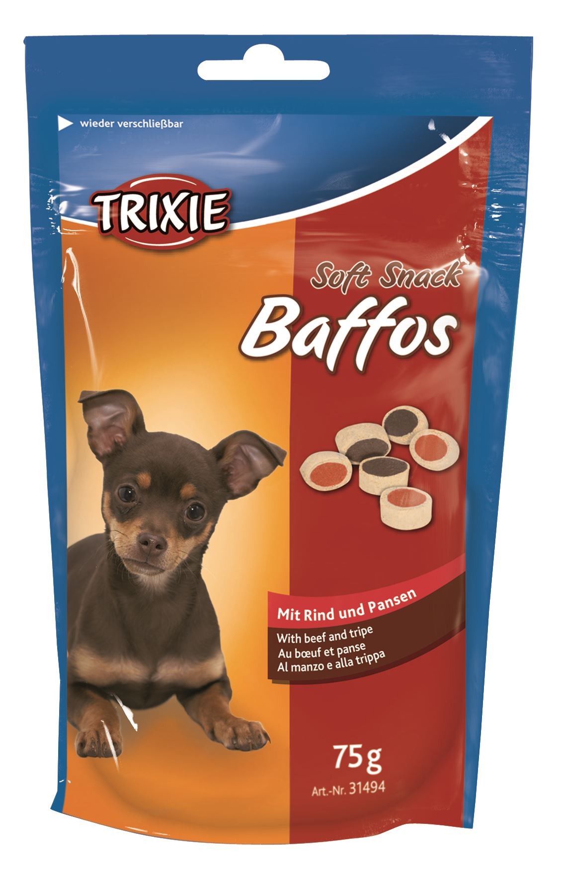 Trixie Soft Snack Baffos - лакомство Трикси Снеки с говядиной и рубцом для маленьких собак (Упак)