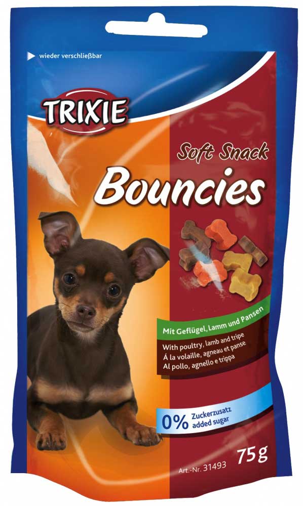 Лакомство Trixie Bouncies для щенков и собак мелких пород Трикси Косточки из мяса ягненка, птицы и рубца