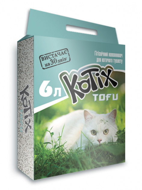 Kotix Tofu Соєвий наповнювач Котікс Тофу в котячий туалет, 6л класік