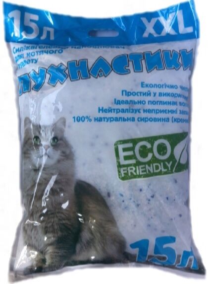 Eco Friendly Наполнитель для кошачьего туалета силикагелевый Пушистики 15 л