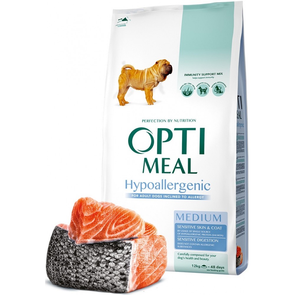 Сухий корм OptiMeal Hypoallergenic для собак середніх порід гіпоалергенний 12кг