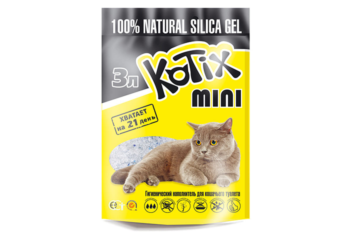 Kotix - силікагелевий наповнювач Котікс для котячого туалета, 3 л