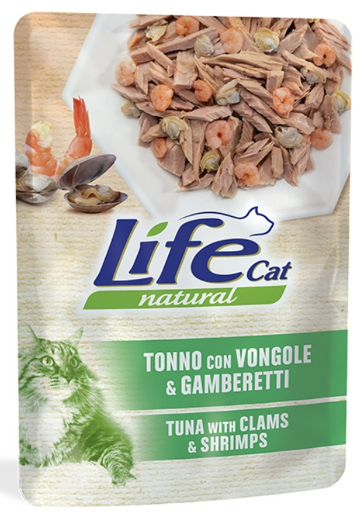 Вологий корм LifeCat Tuna with Clams and Shrimps для котів 70г