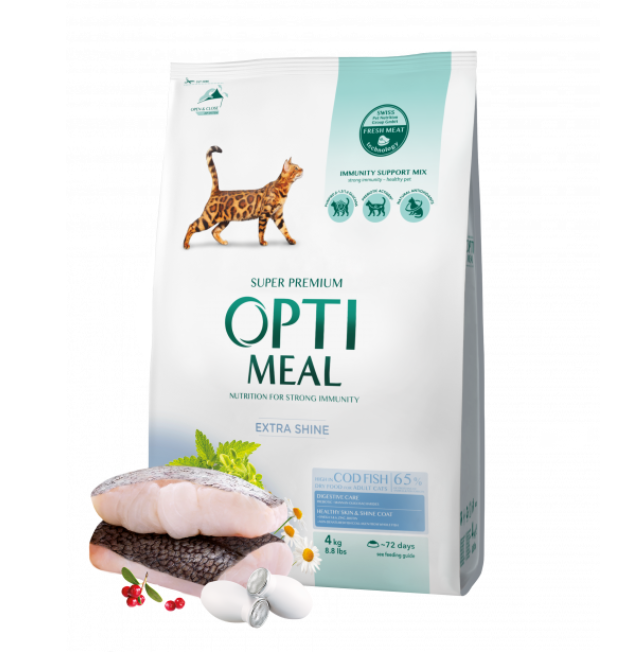 OptiMeal Cod Fish - корм ОптиМил с треской для взрослых кошек 4 кг