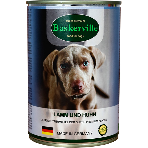 Вологий корм Baskerville для собак з ягням та півнем 400 г