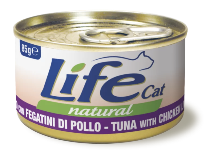 Влажный корм LifeCat Tuna with Chicken liver для кошек с тунцем и куриной печенью 85г