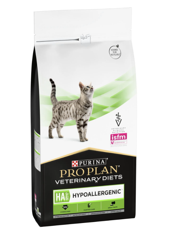Сухой корм Purina Pro Plan Veterinary Diets HA Hypoallergenic для котят и  взрослых кошек при аллергиях 1,3кг купить, цена 0.00 в Киеве