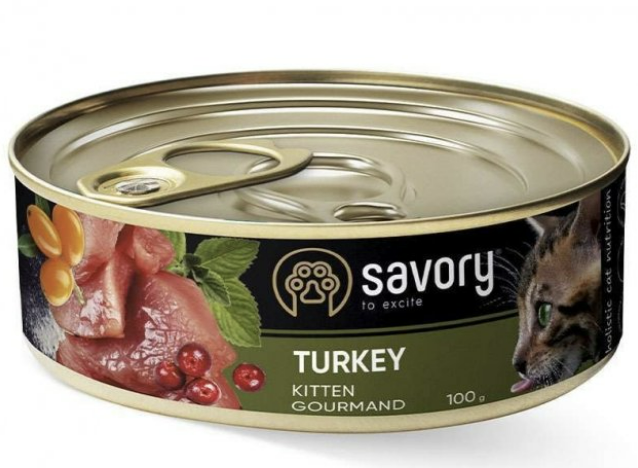 Вологий корм Savory kitten Turkey для кошенят 100г