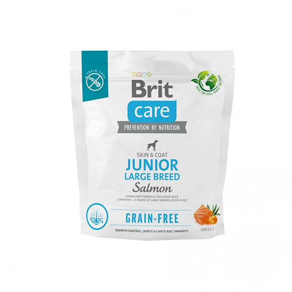 Сухой корм Brit Care Grain Free Junior Large Breed Salmon для щенков крупных пород беззерновой с лососем 1кг