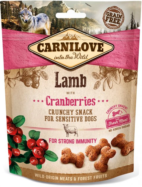 Смаколики CarniLove Dog Crunchy Snack для собак ягня і журавлина