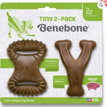 Іграшка Benebone Dental Chew/Wishbone Bacon 2-Pack Tiny для собак жувальні Бенебон гризунок та гілочка зі смаком бекону