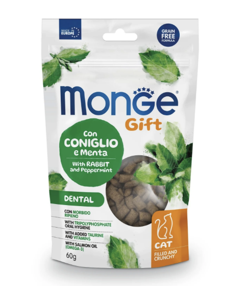 Смаколики Monge Gift Cat Dental для котів кролик з м'ятою 60г