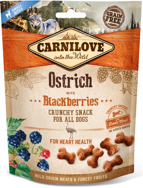 Смаколики CarniLove Dog Crunchy Snack для собак Карнілав страус та ожина 200г