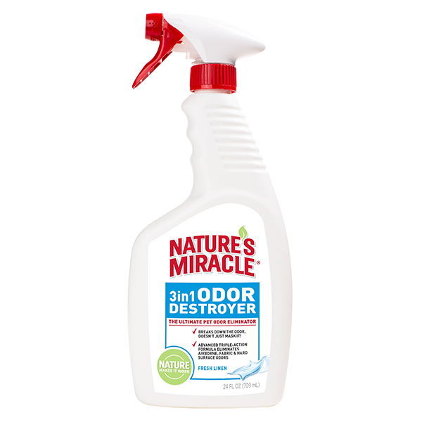 Средство Natures Miracle Odor Destroyer Fresh Linen 3in1 Спрей для устранения запахов с ароматом свежего белья 710мл