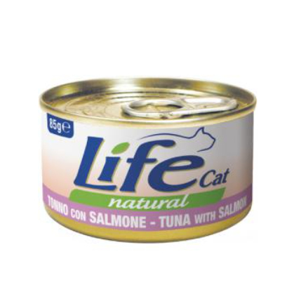 LifeCat Tuna with Salmon- Влажный корм ЛайфКэт Тунец с Лососем для кошек, 85 г