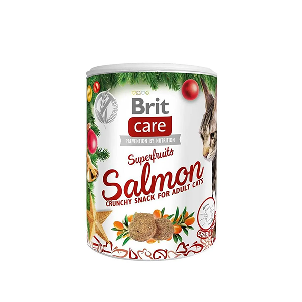 Лакомство Brit Care Cat Snack Superfruits Salmon для кошек рождественское с лососем и облепихой 100г