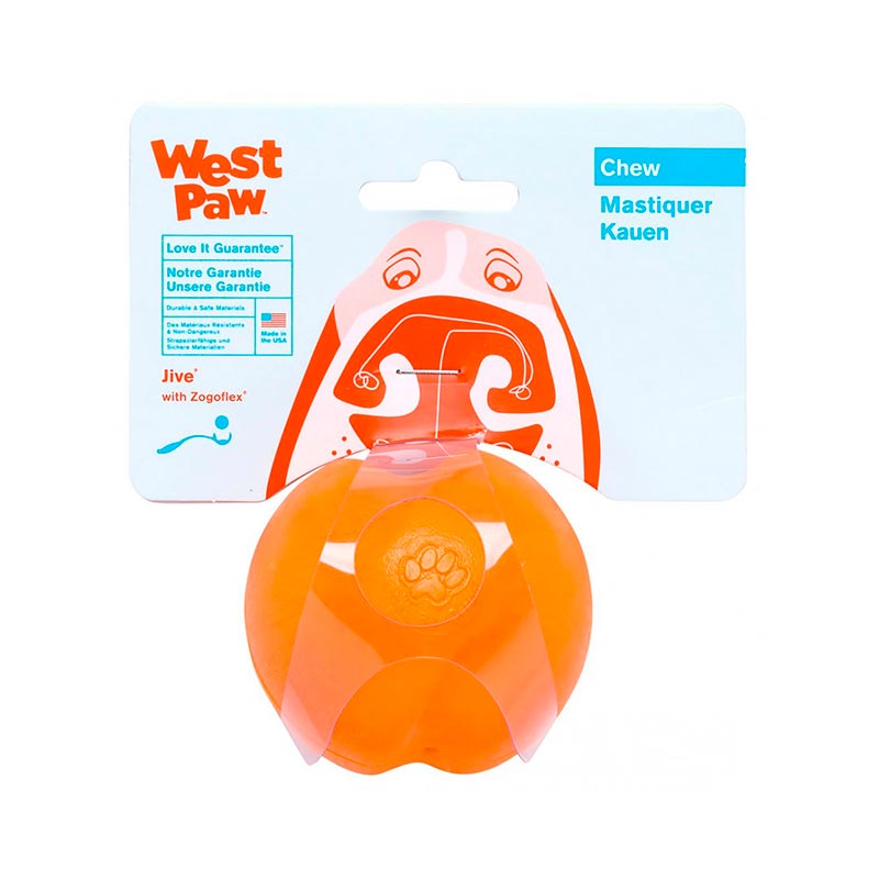 West Paw Jive Dog Ball - Игрушка Вест Пав супер-мяч, оранжевый, 6 см