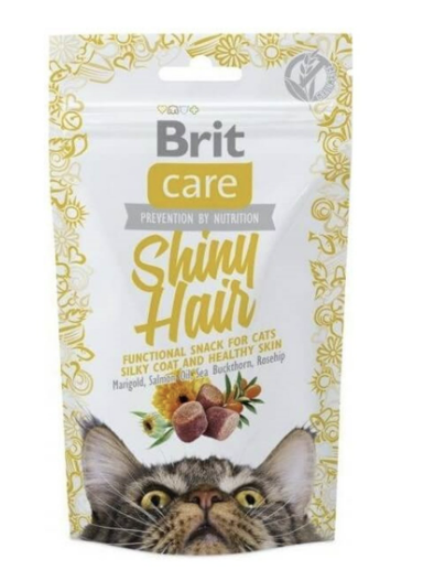Смаколики Brit Care Cat Snack Shiny Hair для котів з лососем для краси шерсті