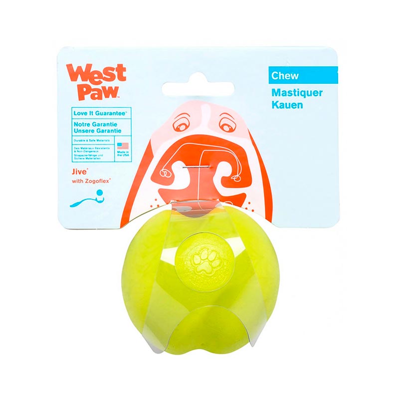 West Paw Jive Dog Ball - Игрушка Вест Пав супер-мяч, салатовый, 6 см