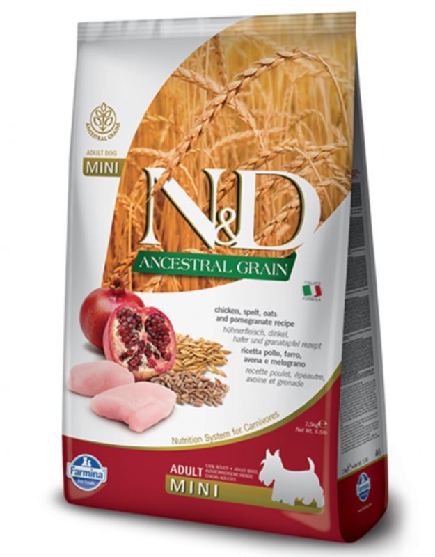 Farmina N&D Low Grain Dog Chicken & Pomegranate Adult Mini – сухой корм Фармина с курицей и гранатом для собак мелких пород  800 г