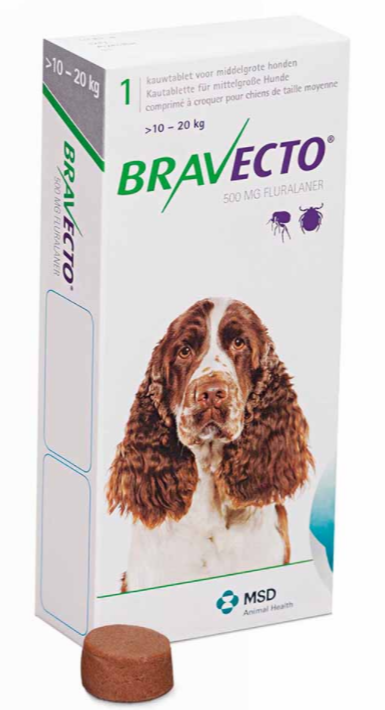 Таблетки Bravecto - для собак Бравекто від бліх та кліщів 1таб/500 мг
