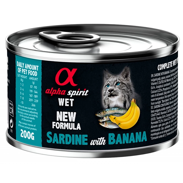 Вологий корм Alpha Spirit Cat Sardine with Banana для котів Альфа Спіріт сардини та банан 200г