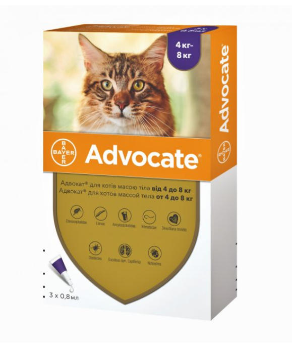 Bayer Advocate - Байер Адвокат для кошек на вес 4-8 кг, 1 піпетка