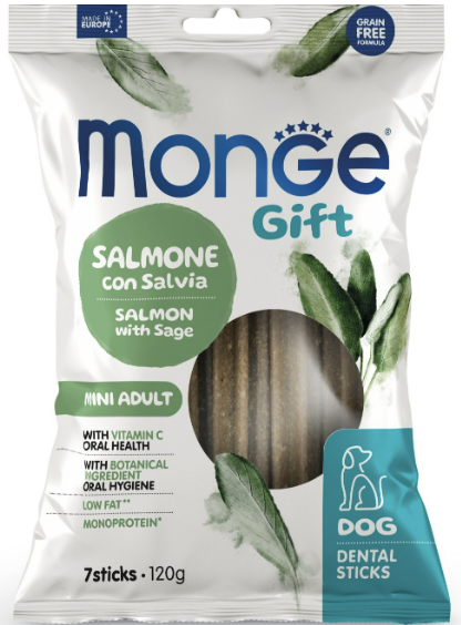 Смаколики Monge Gift Dog Mini для собак лосоcь з шавлією 120г