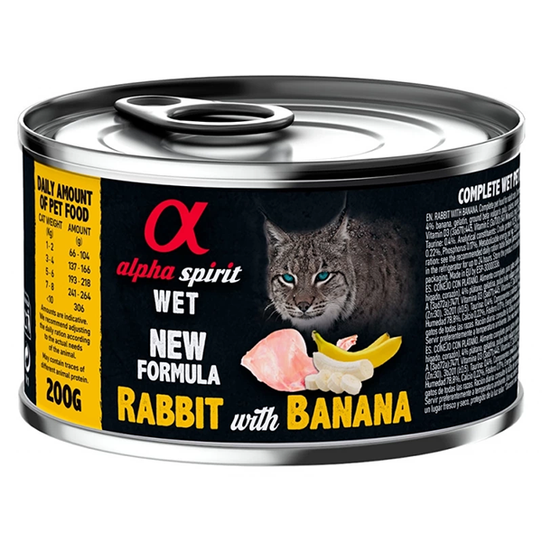 Вологий корм Alpha Spirit Cat Rabbit With Banana для котів Альфа Спіріт з кроликом та бананами 200г