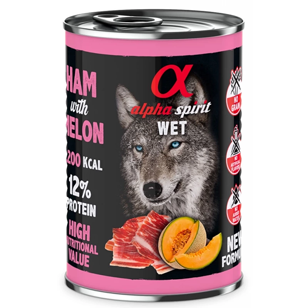 Влажный корм Alpha Spirit Dog Ham with Melon для собак Альфа Спирит свинина с дыней 400г